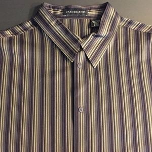 Jhane Barnes Silk Shirt Long-Sleeves Stripes